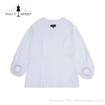 New Fashionable White Basic Model Stylish Blouses Top